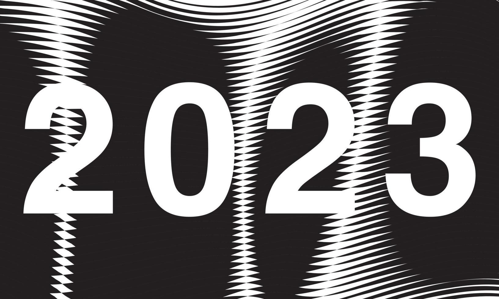 conjunto de diseño de texto del logotipo de feliz año nuevo 2023. Plantilla de diseño de número 2023. colección de 2023 símbolos de feliz año nuevo. ilustración vectorial con etiquetas negras aisladas sobre fondo blanco. vector