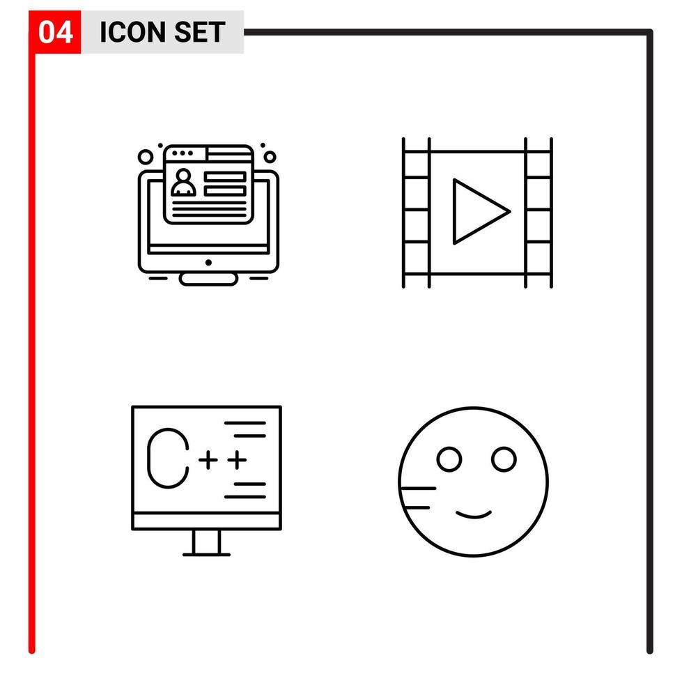 4 General Icons for website design print and mobile apps 4 Outline Symbols Signs Isolated on White Background 4 Icon Pack vector