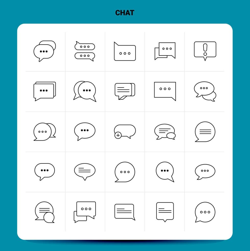 OutLine 25 Chat Icon set Vector Line Style Design Black Icons Set Linear pictogram pack Web and Mobile Business ideas design Vector Illustration