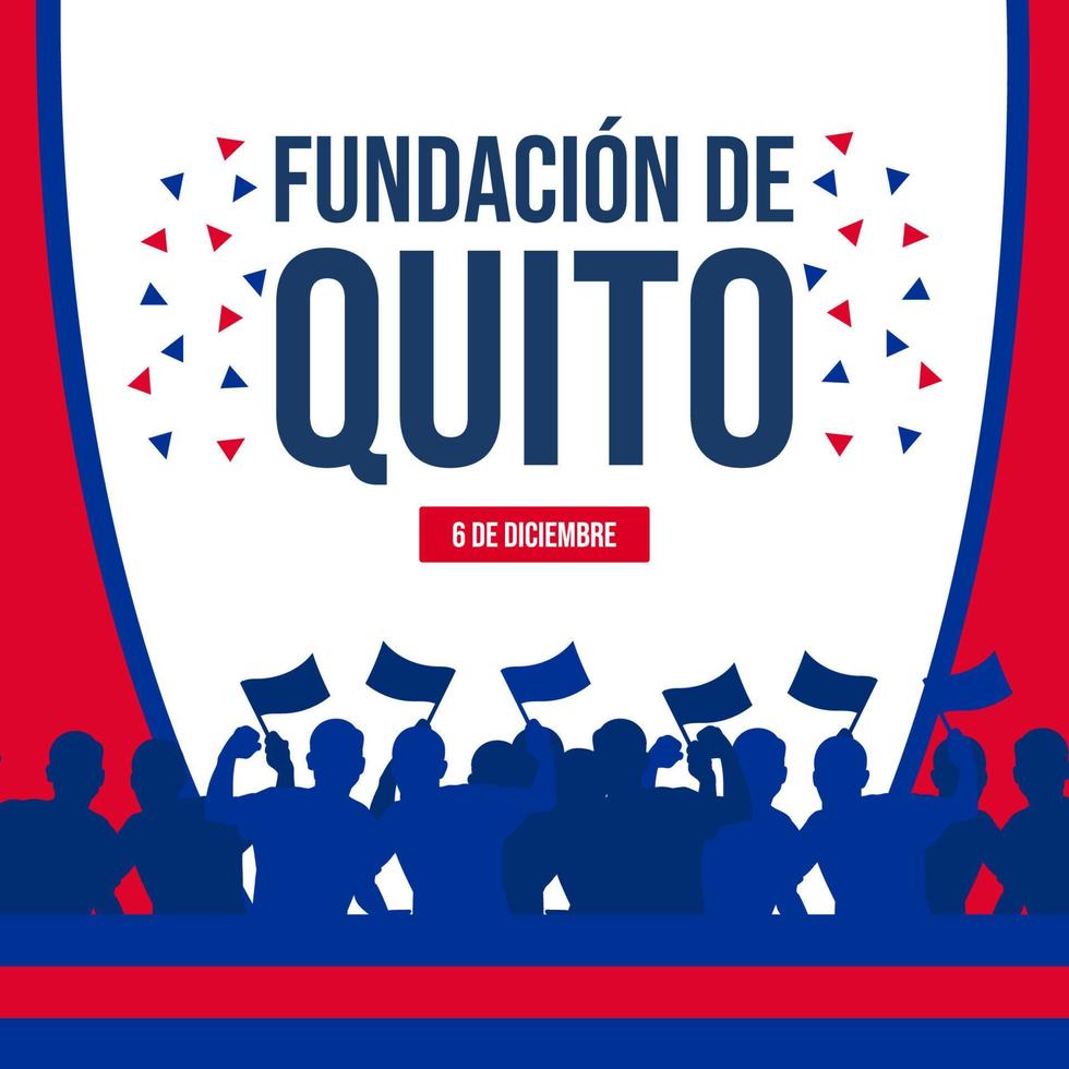 fundación de quito. guirnalda con la bandera de quito vector