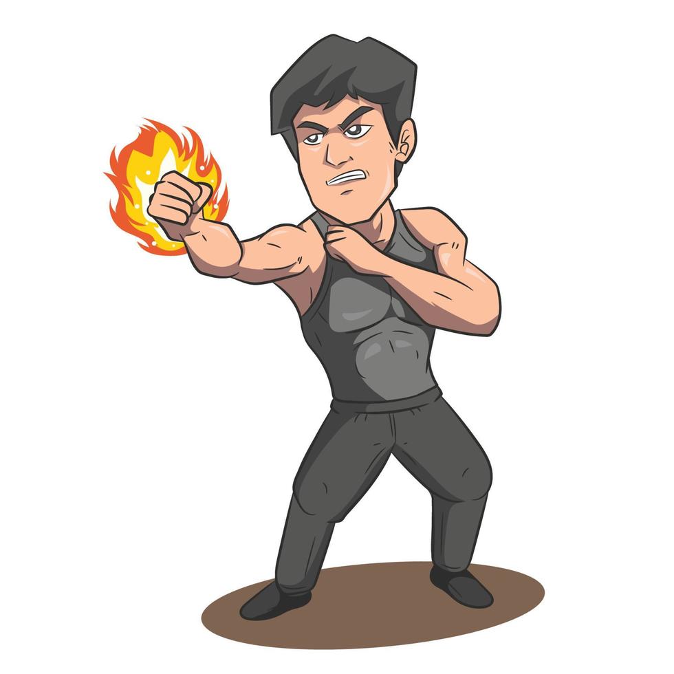 martial art legend figure concept in cartoon illustration vector