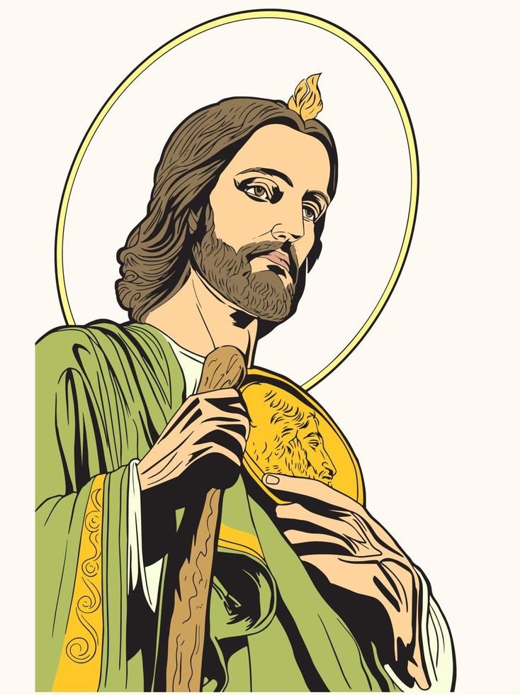 san judas tadeo apostol de jesus ilustracion catolica vector