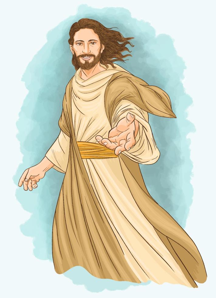 jesús con la mano abierta jesucristo el salvador vector