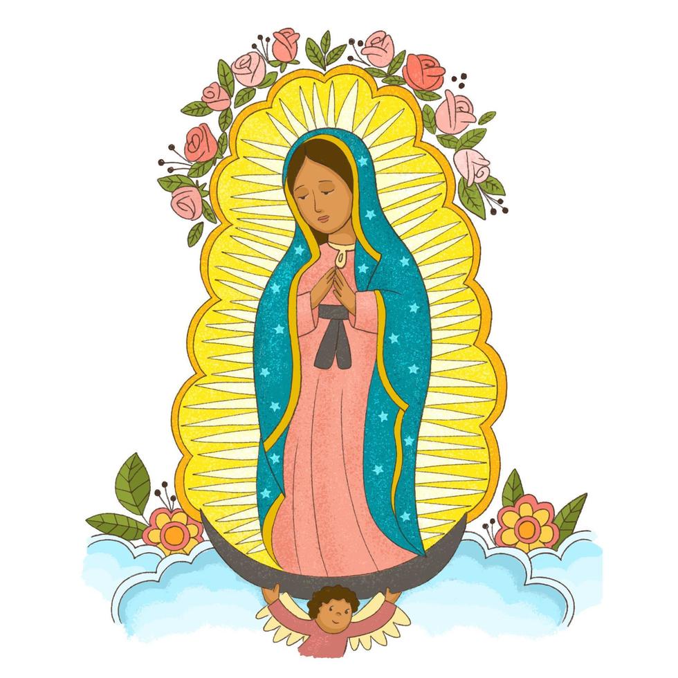 Virgin Mary, catholic invocation of our lady of Guadalupe, empress of America vector