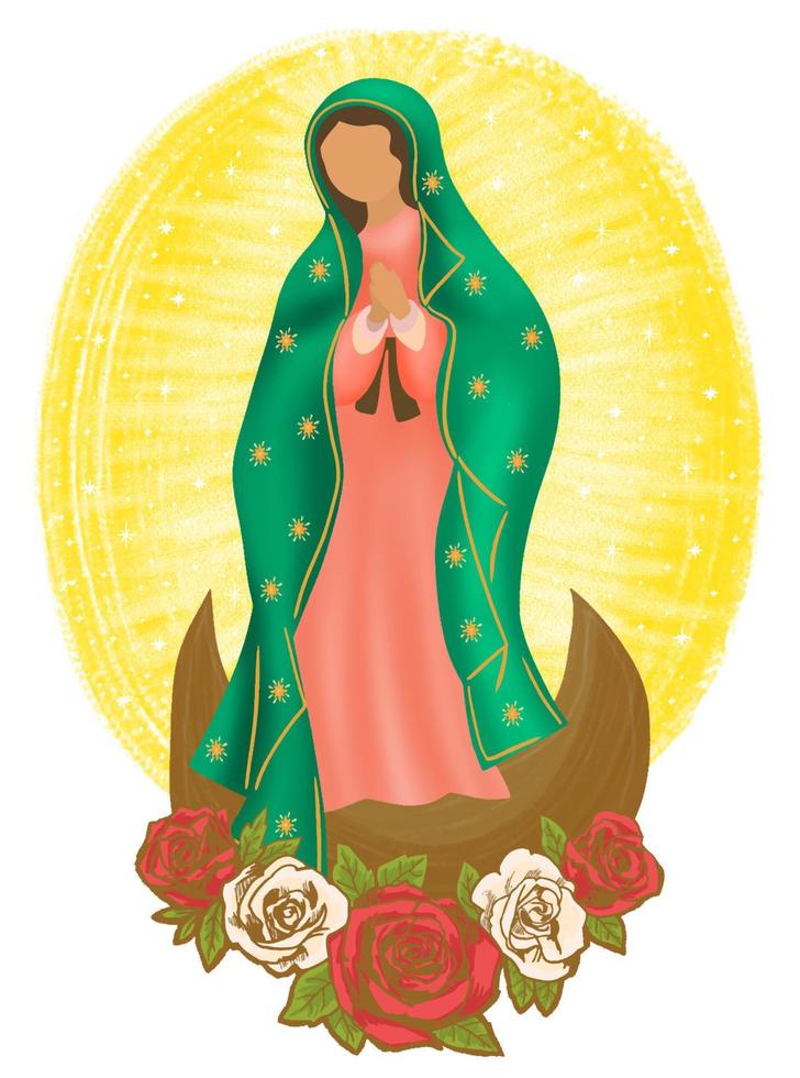 virgen maria, advocacion catolica de nuestra senora de guadalupe, emperatriz de america vector