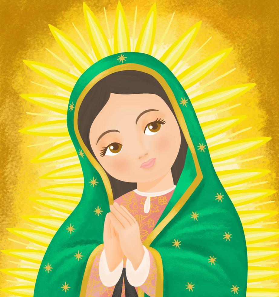 Virgin Mary, catholic invocation of our lady of Guadalupe, empress of America vector