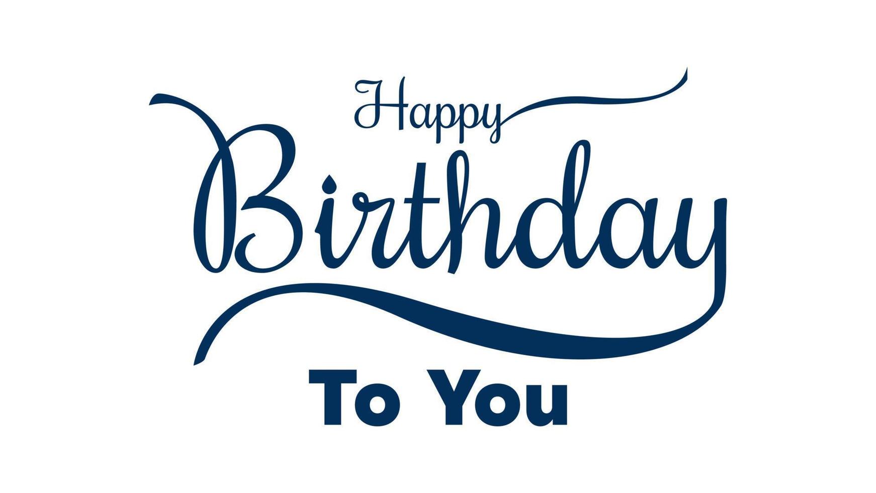 Happy Birthday lettering text greeting card with dark blue color on