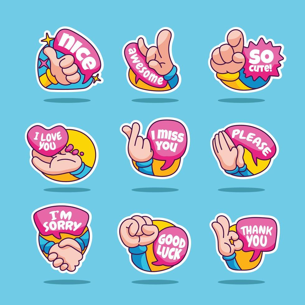 Affection Chat Sticker Collection vector