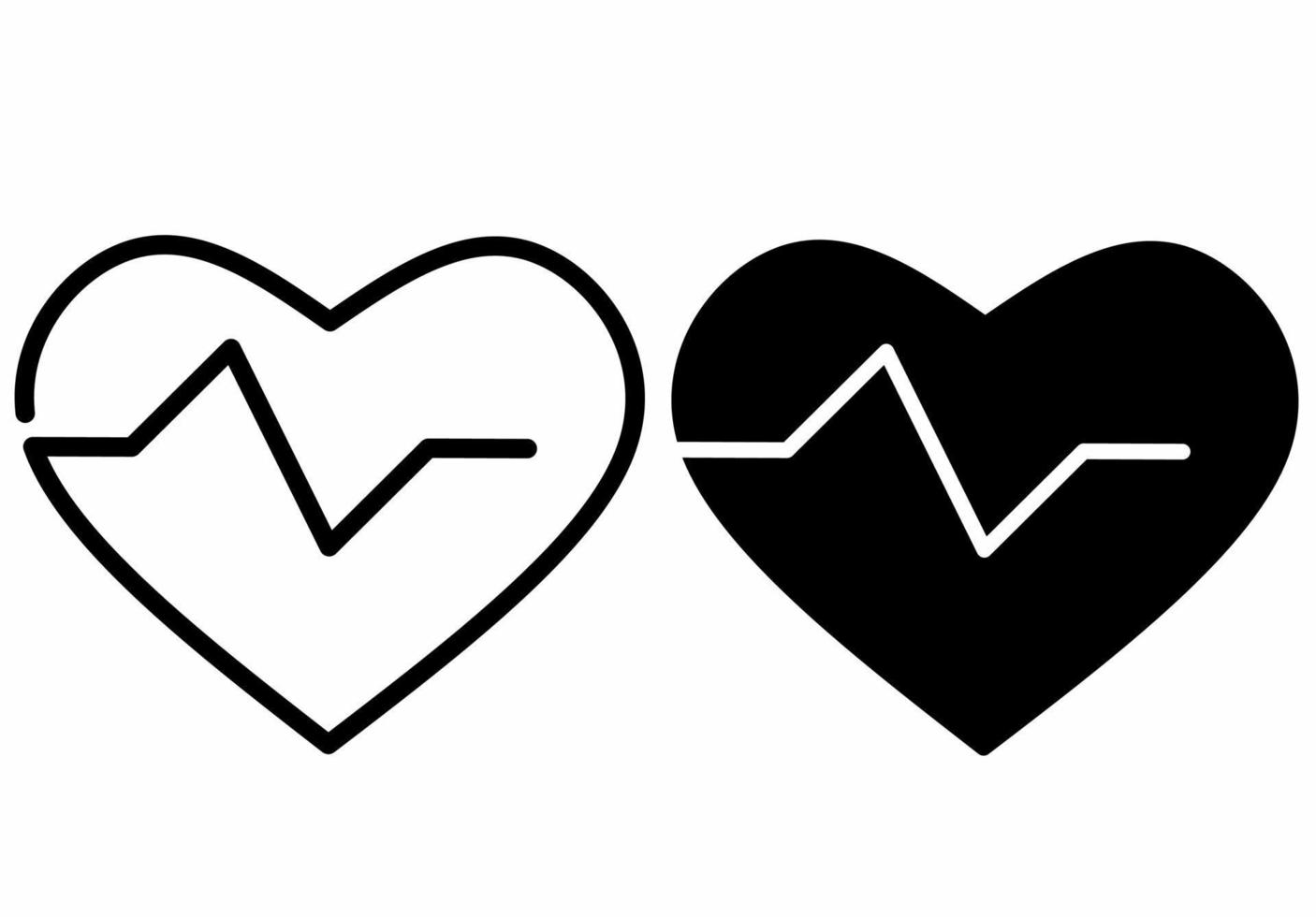 outline silhouette heart beat icon set isolated on white background vector
