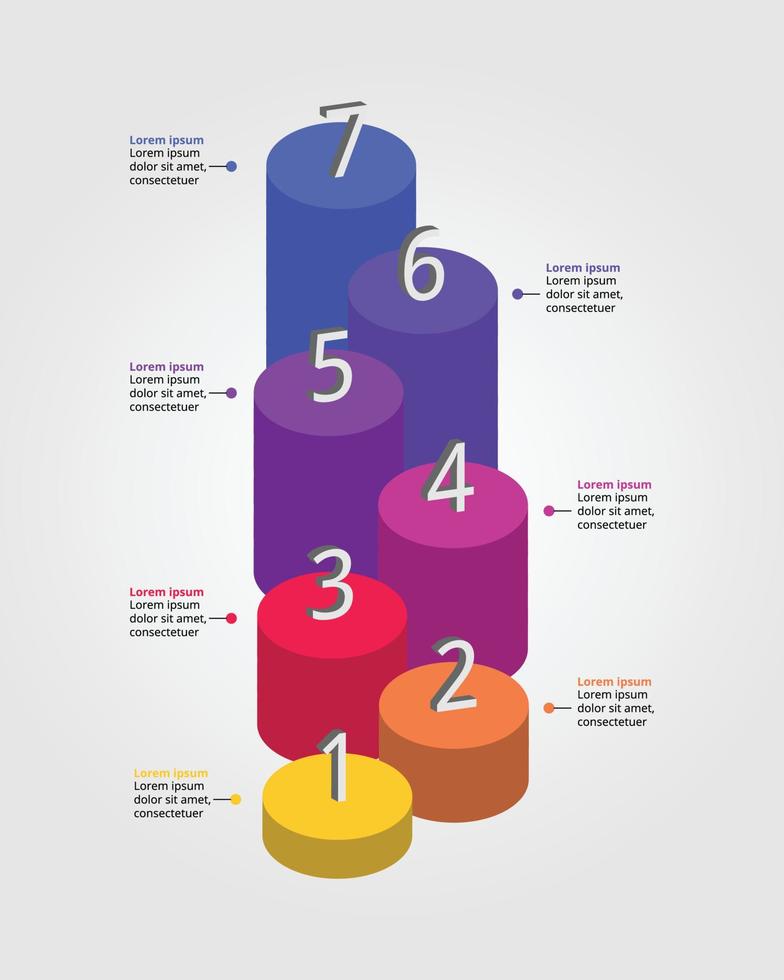 línea de tiempo con plantilla de número para plantilla de presentación infográfica con 7 elementos para banner vector