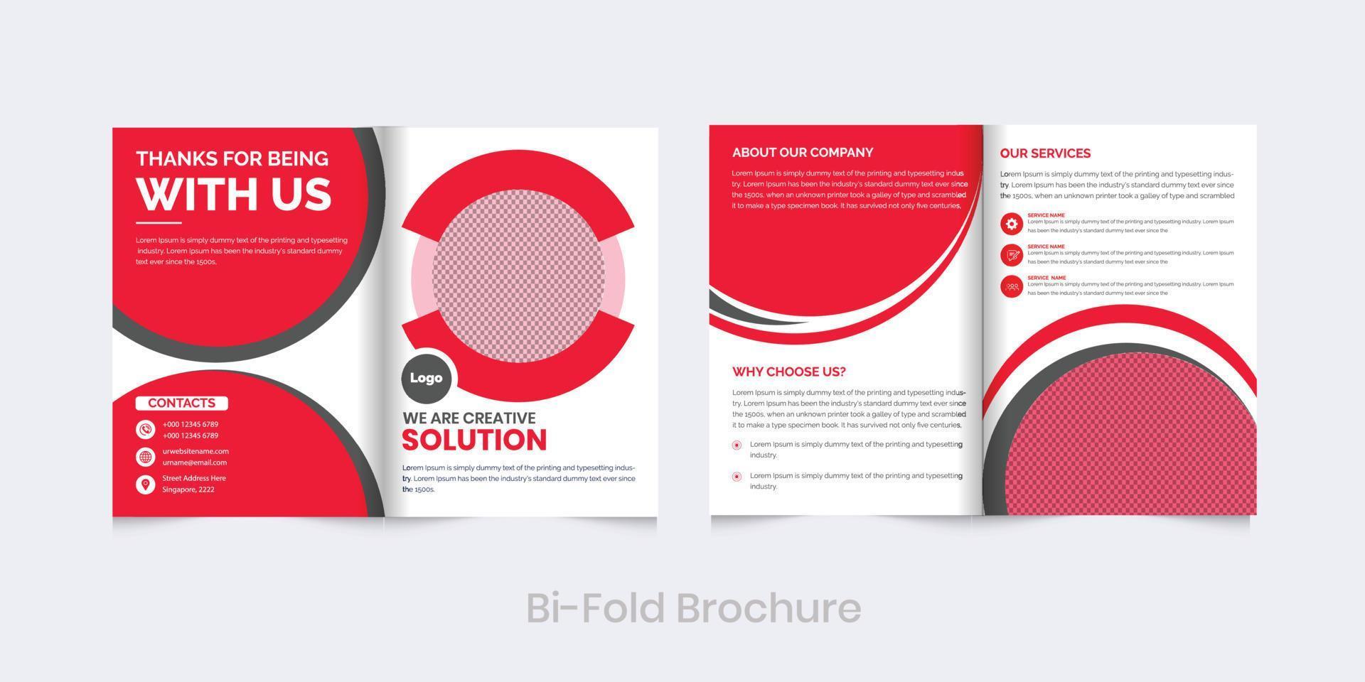 Red Minimalist Corporate business creative  bifold template vector