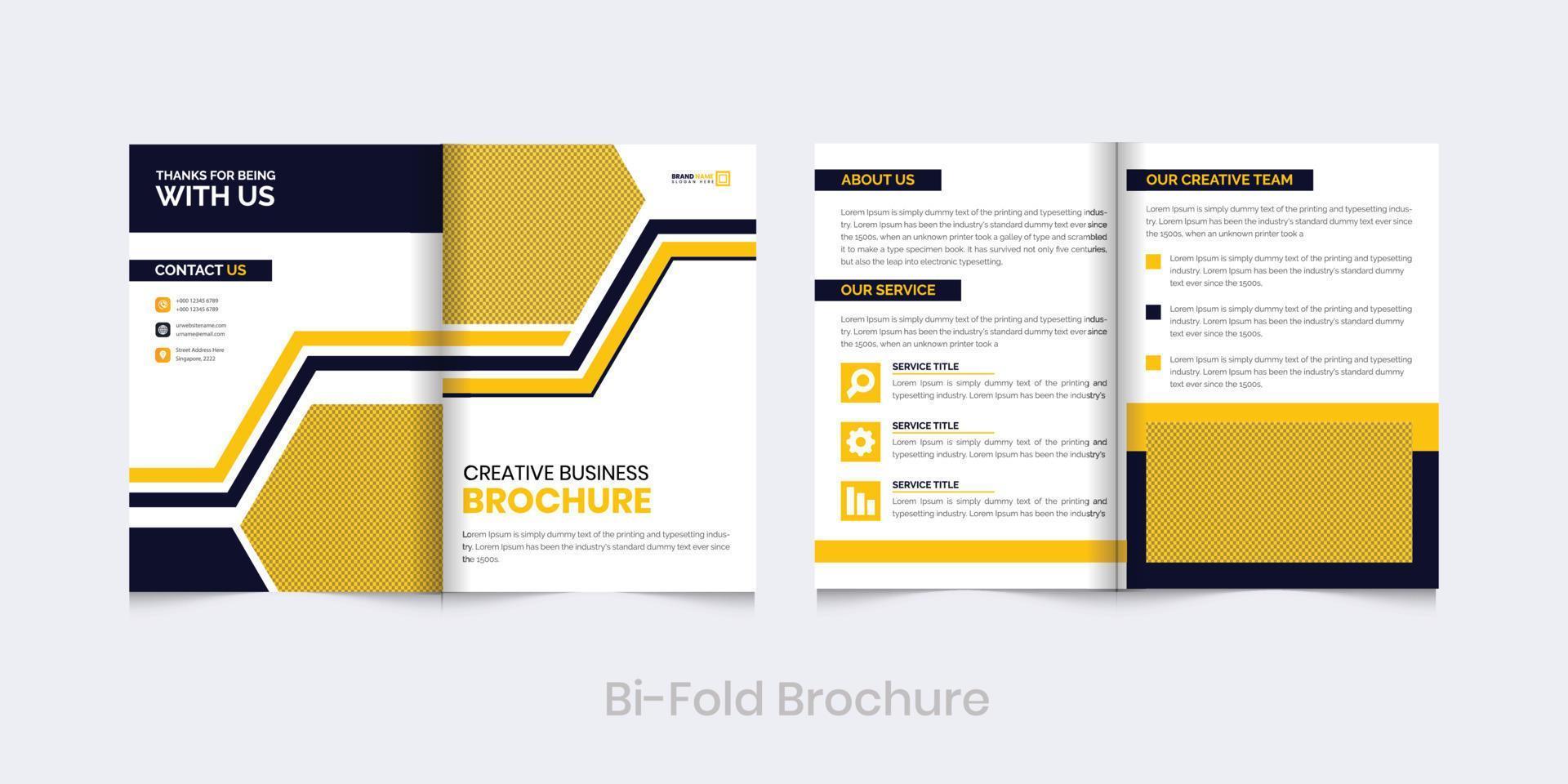 Yellow Minimalist Corporate business creative  bifold template vector