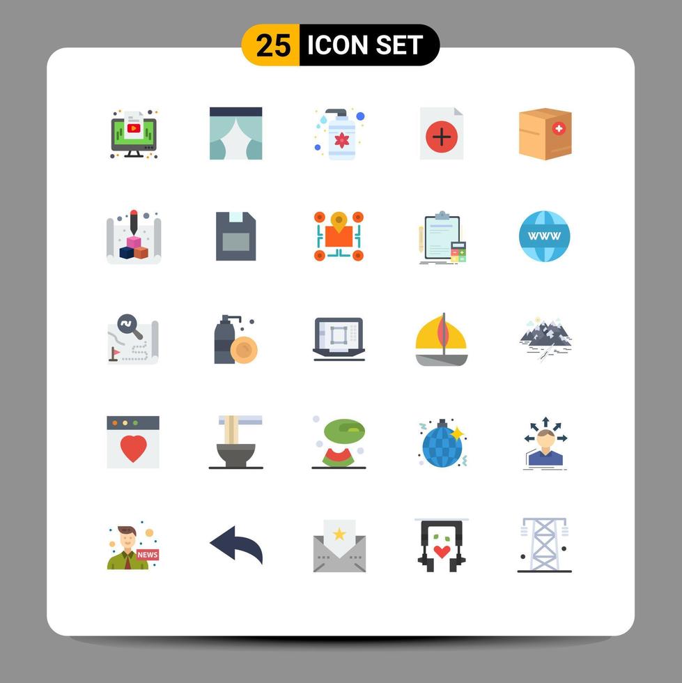 paquete de 25 signos y símbolos de colores planos modernos para medios de impresión web, como elementos de diseño de vectores editables para el cuidado de documentos de ventana nueva