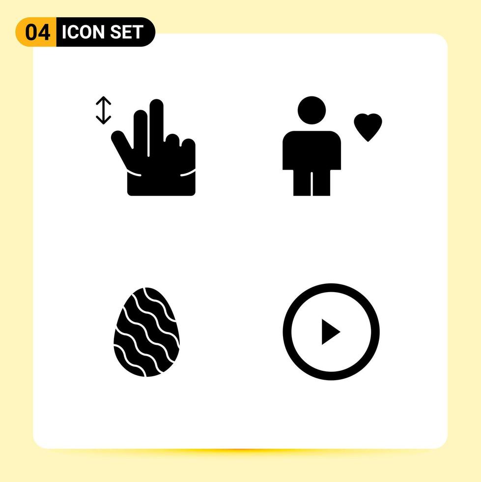 User Interface Pack of 4 Basic Solid Glyphs of gesture easter avatar heart spring Editable Vector Design Elements