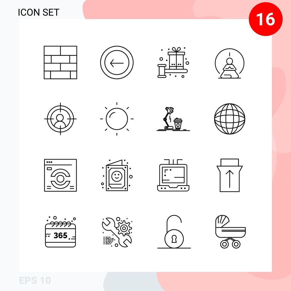 Vector Pack of 16 Icons in Line Style Creative Outline Pack isolated on White Background for Web and Mobile Creative Black Icon vector background