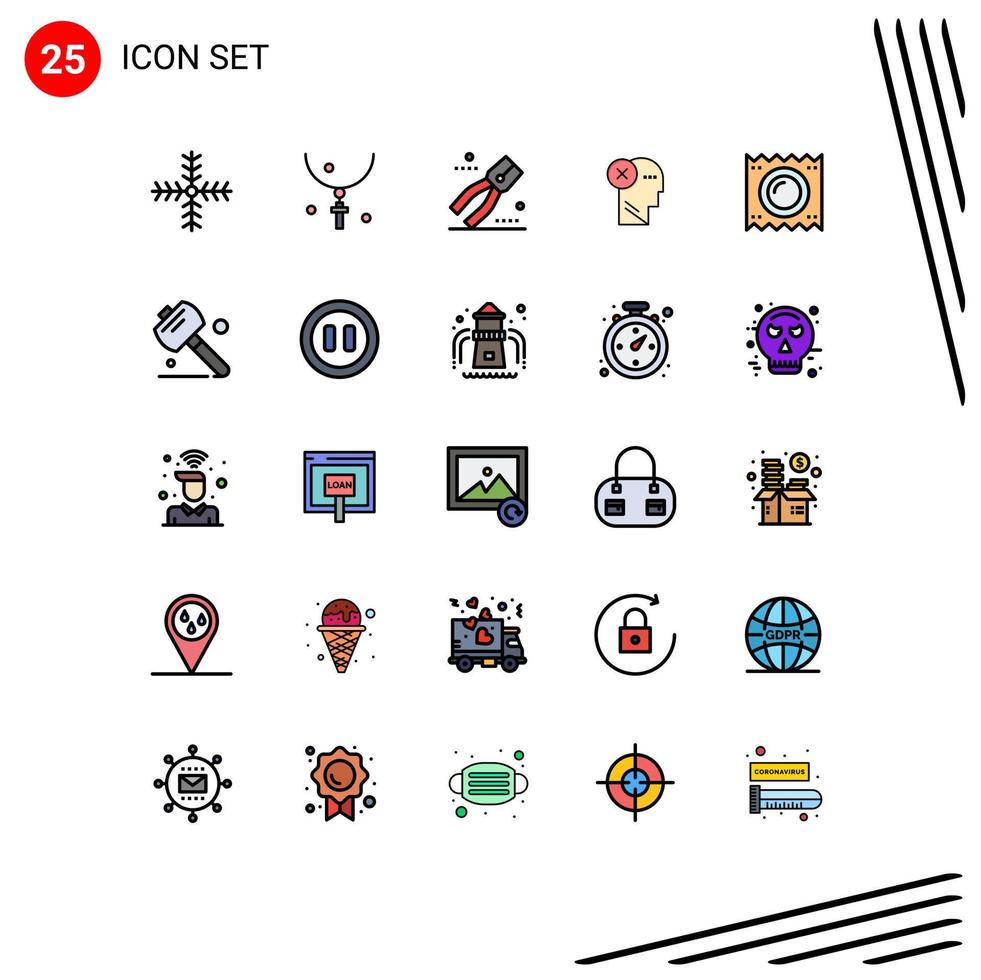 Set of 25 Modern UI Icons Symbols Signs for mark head necklace failure tool Editable Vector Design Elements