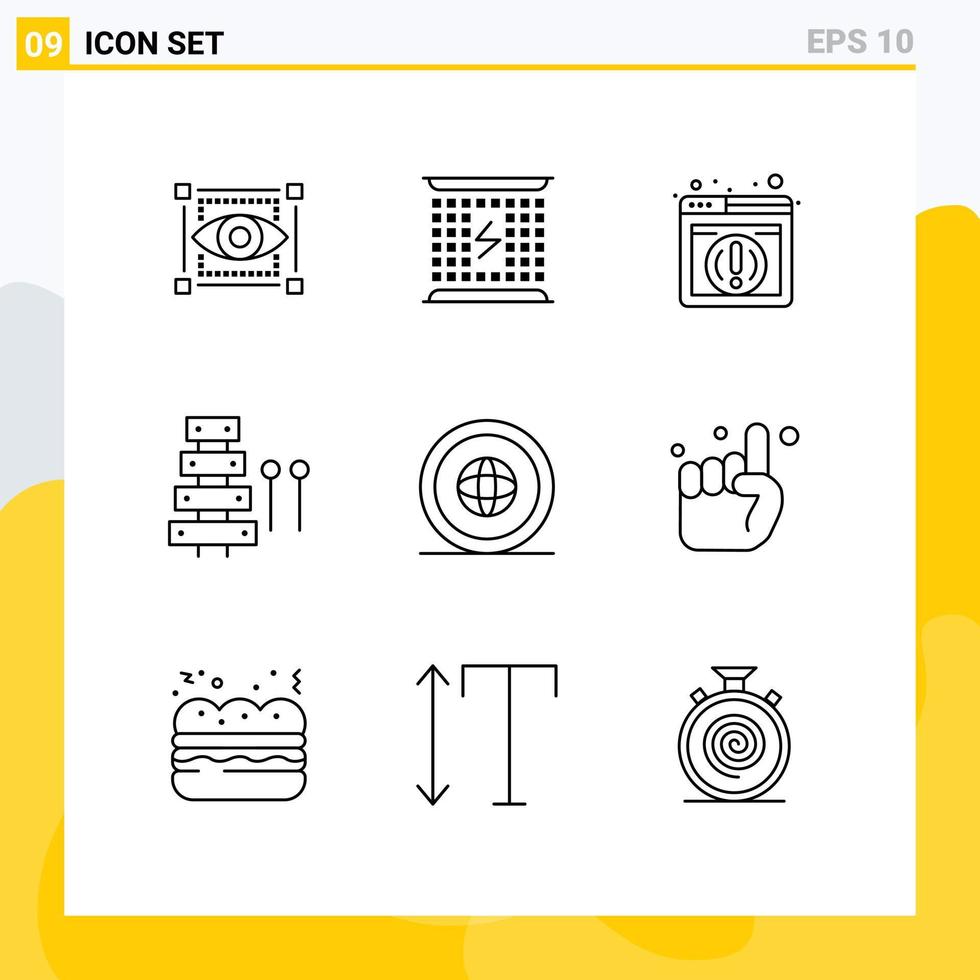 Outline Pack of 9 Universal Symbols of country sound energy music audio Editable Vector Design Elements