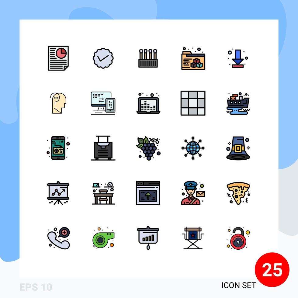 paquete de iconos de vector de stock de 25 signos y símbolos de línea para descargar elementos de diseño de vector editables de algodón de carpeta de twitter