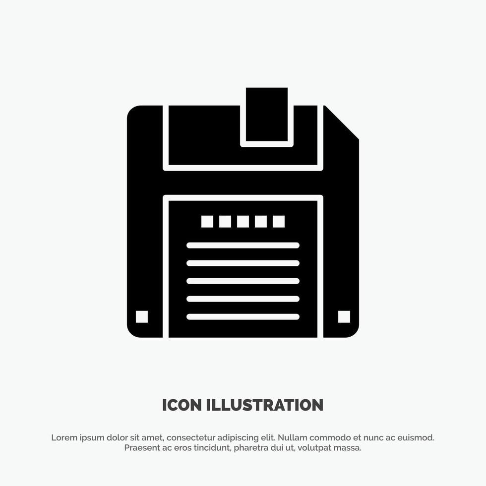 Floppy Diskette Save Solid Black Glyph Icon vector