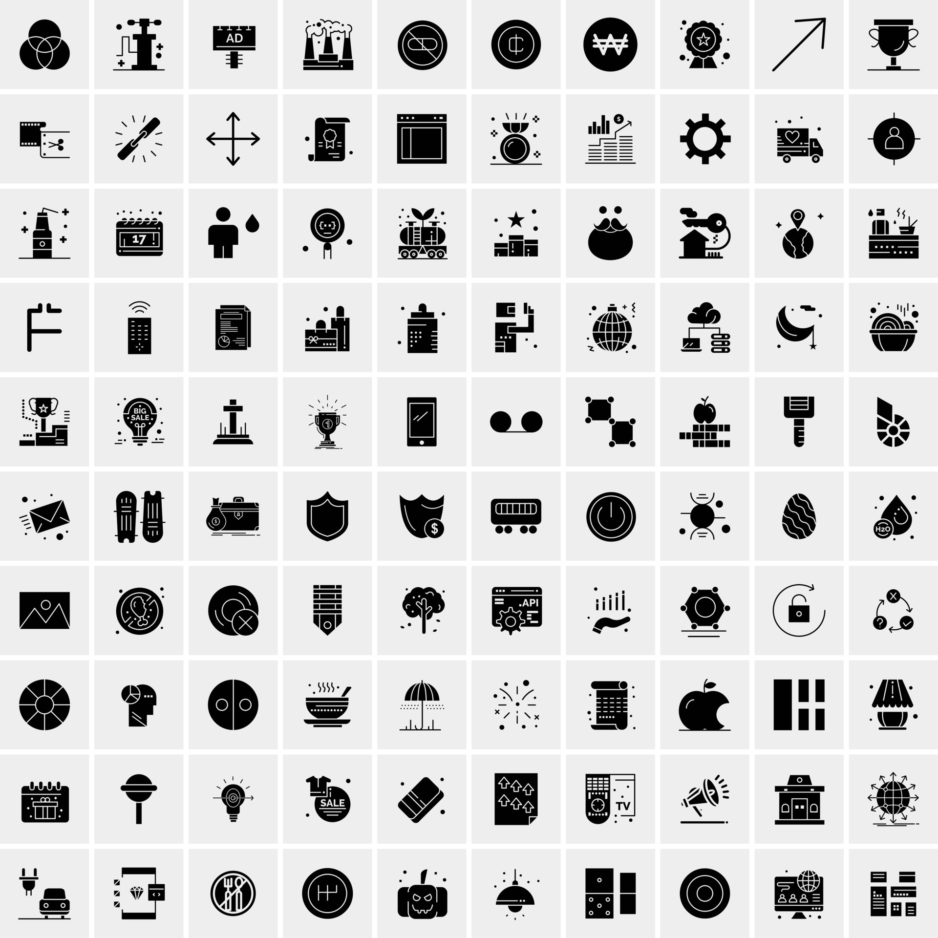 Set of 100 Universal Icons 14764287 Vector Art at Vecteezy