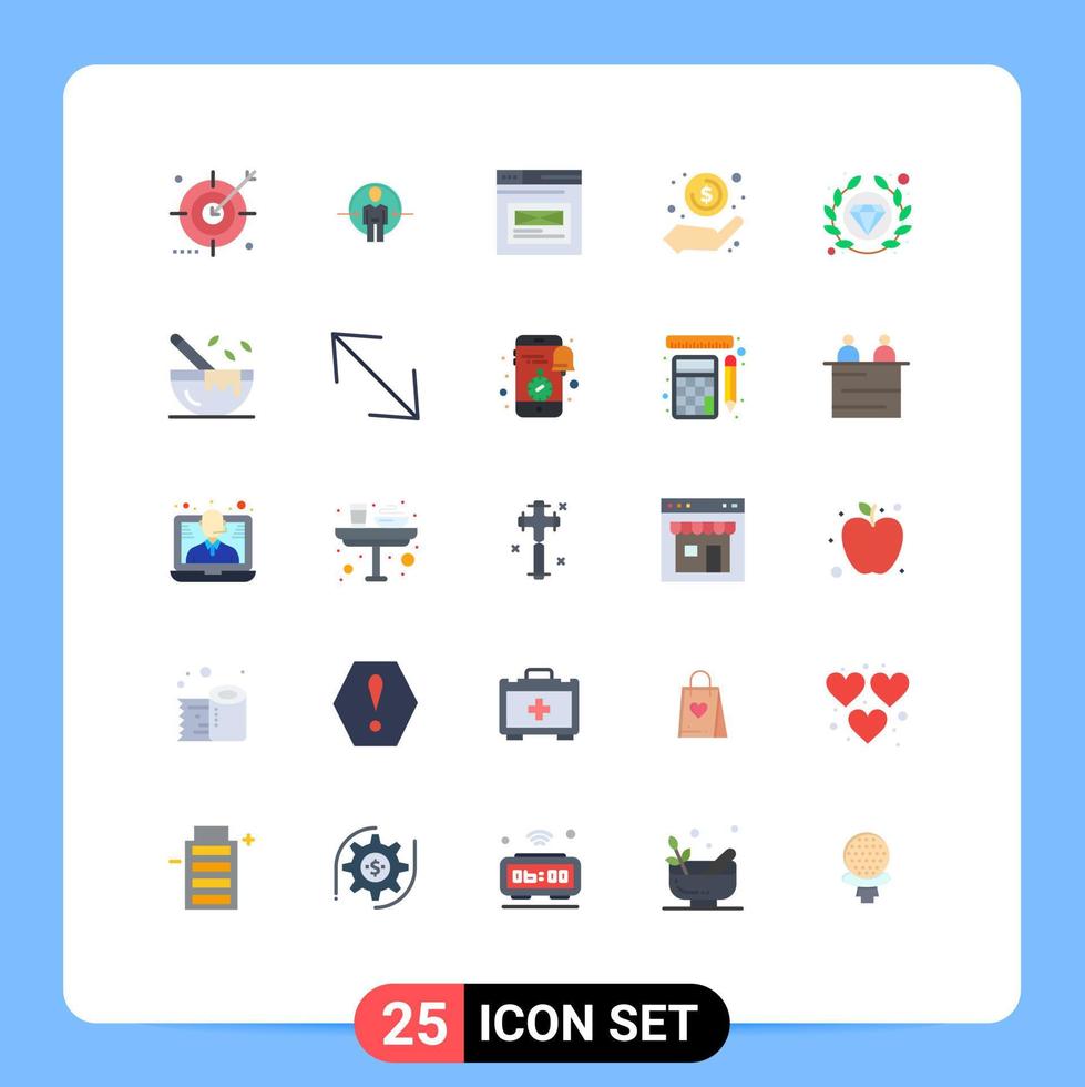 Group of 25 Modern Flat Colors Set for money cash id design web Editable Vector Design Elements