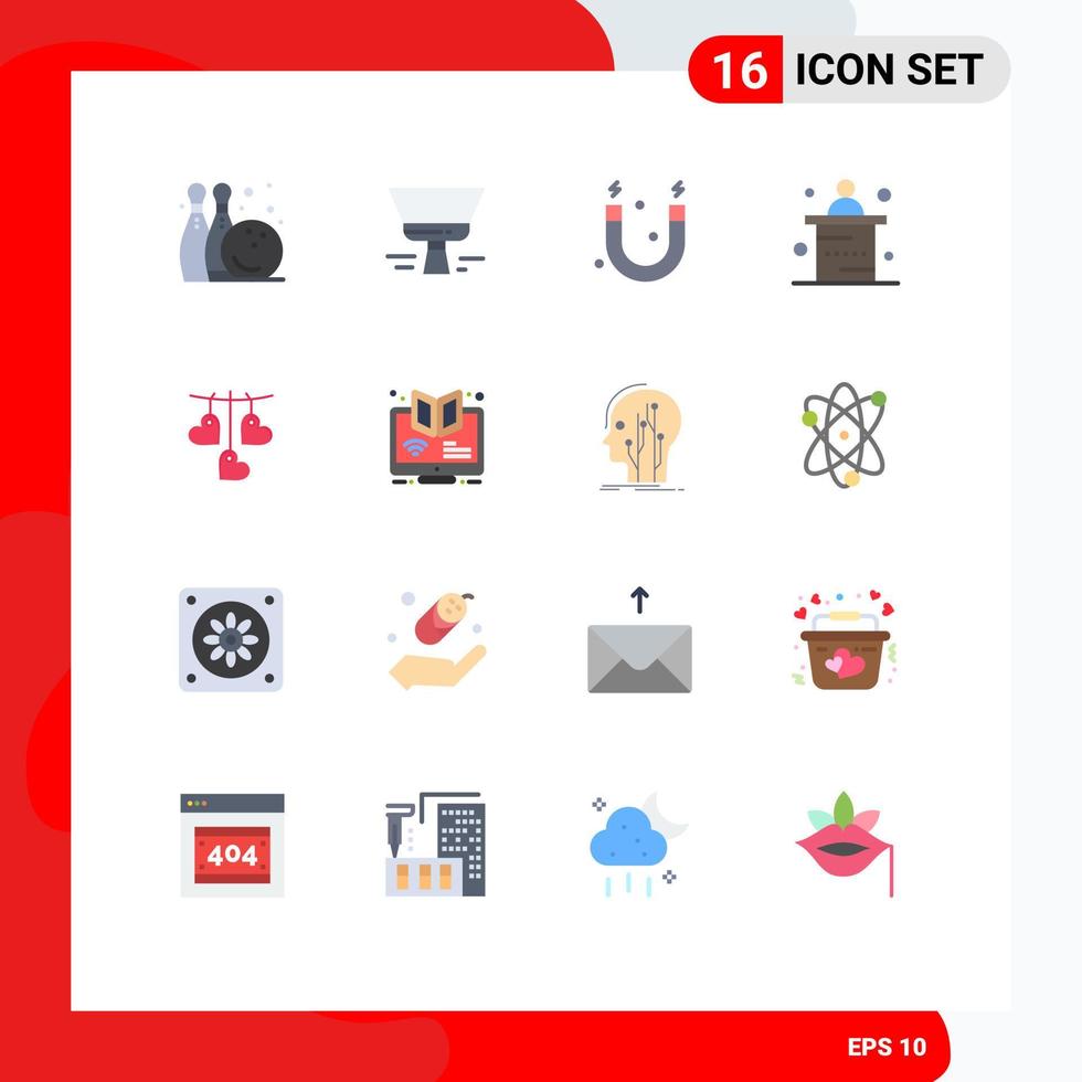 16 Creative Icons Modern Signs and Symbols of love heart education reception marketing Editable Pack of Creative Vector Design Elements