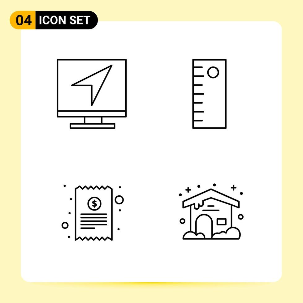 4 Creative Icons for Modern website design and responsive mobile apps 4 Outline Symbols Signs on White Background 4 Icon Pack Creative Black Icon vector background