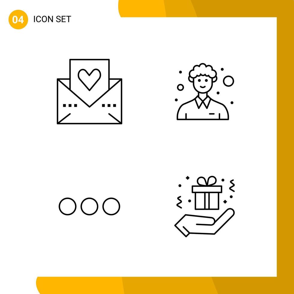 4 Icon Set Line Style Icon Pack Outline Symbols isolated on White Backgound for Responsive Website Designing Creative Black Icon vector background