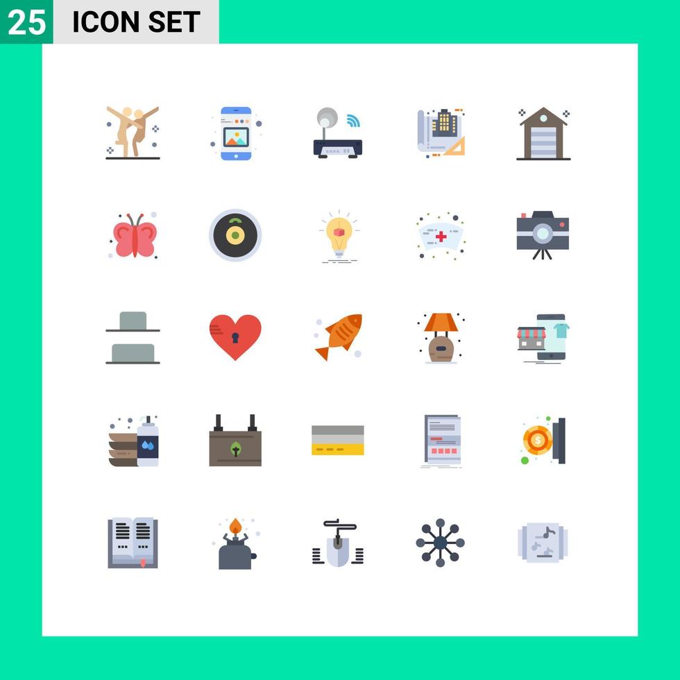 conjunto de 25 iconos de interfaz de usuario modernos símbolos signos para dibujar blueprint imagen tecnología azul elementos de diseño vectorial editables vector