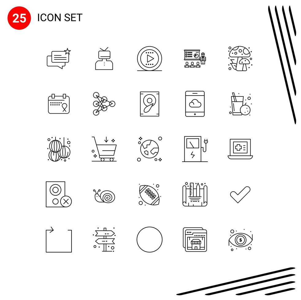 25 Universal Line Signs Symbols of people graph person business presentation Editable Vector Design Elements