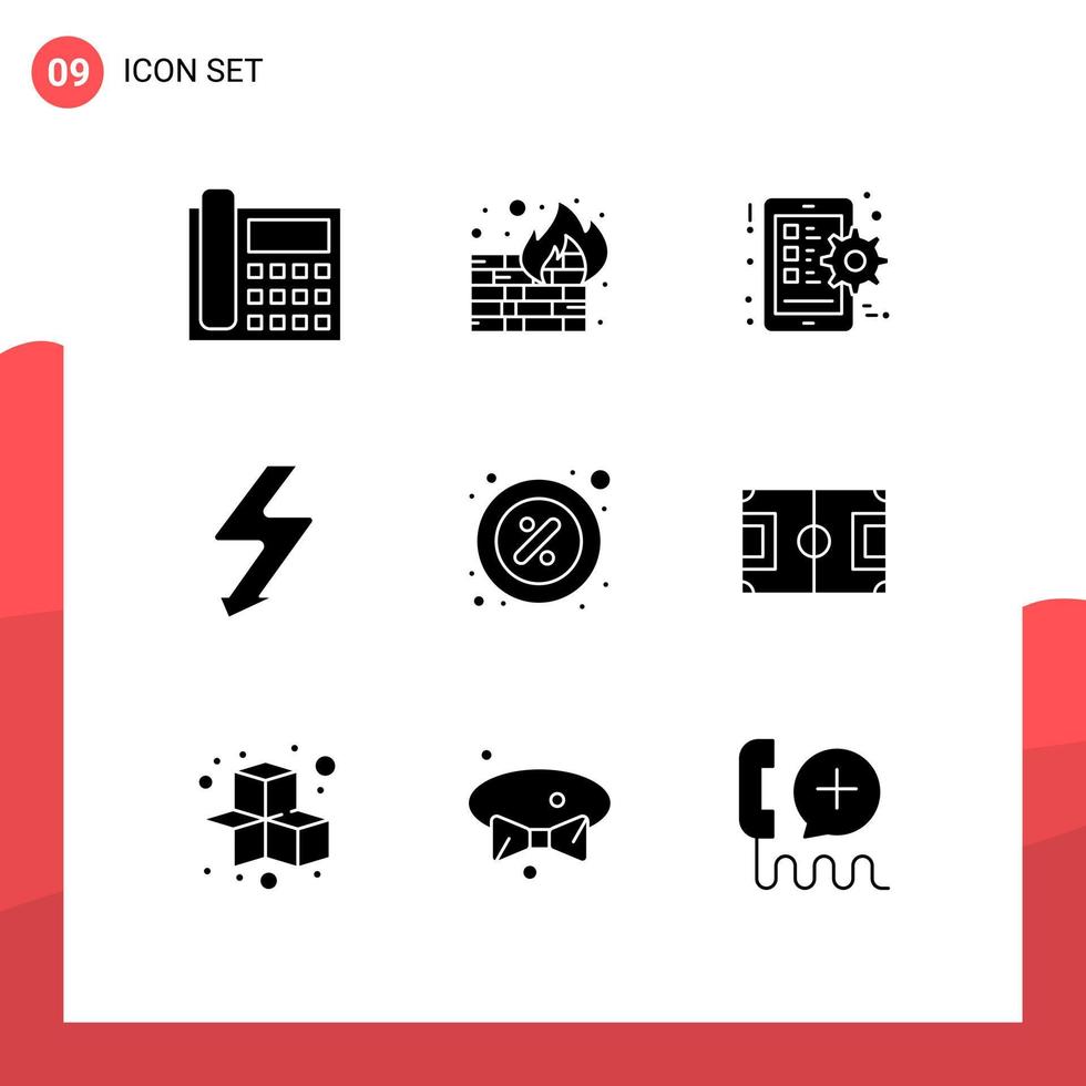 conjunto de 9 iconos modernos de la interfaz de usuario símbolos signos para elementos de diseño de vectores editables de teléfonos inteligentes flash de pared de fotos parciales