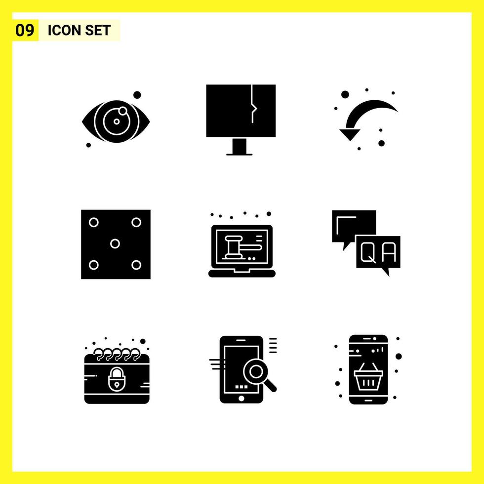 9 Icon Set Simple Solid Symbols Glyph Sign on White Background for Website Design Mobile Applications and Print Media Creative Black Icon vector background