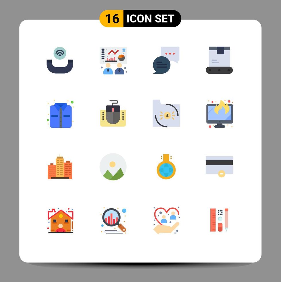 conjunto de 16 iconos de interfaz de usuario modernos signos de símbolos para ropa de interfaz camisa de correo envío paquete editable de elementos de diseño de vectores creativos