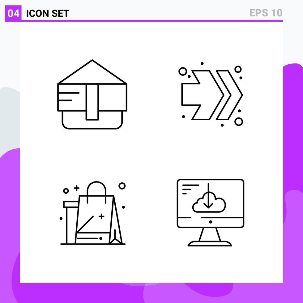 conjunto de 4 iconos en estilo de línea símbolos de contorno creativo para el diseño de sitios web y aplicaciones móviles signo de icono de línea simple aislado en fondo blanco 4 iconos vector