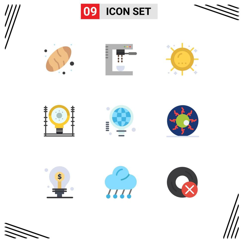 9 Creative Icons Modern Signs and Symbols of power engineering heat energy sunshine Editable Vector Design Elements