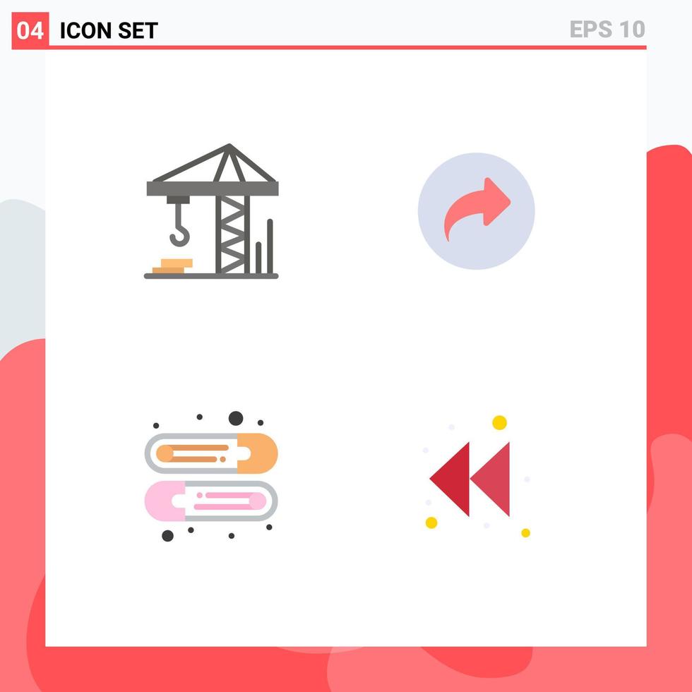 Modern Set of 4 Flat Icons Pictograph of crain pin basic ui left Editable Vector Design Elements