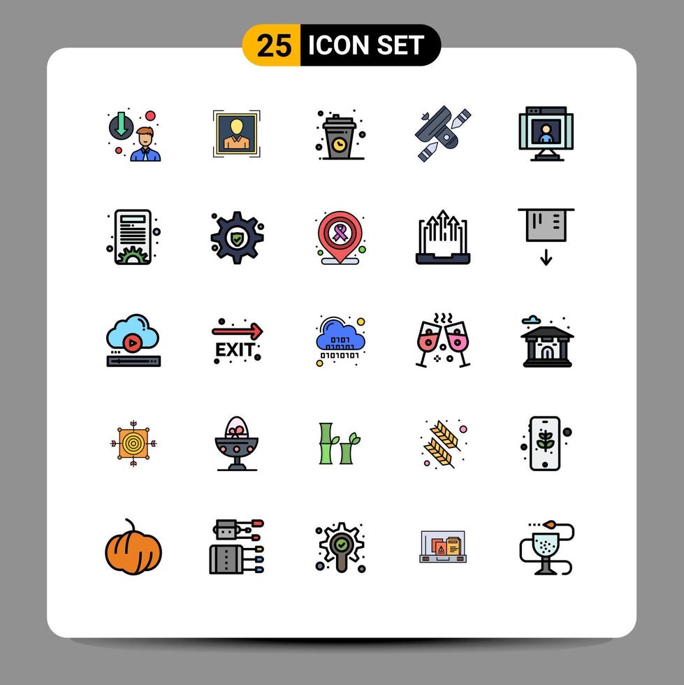 paquete de iconos vectoriales de stock de 25 signos y símbolos de línea para la transmisión de radio del transmisor relajarse elementos de diseño vectorial editables vector