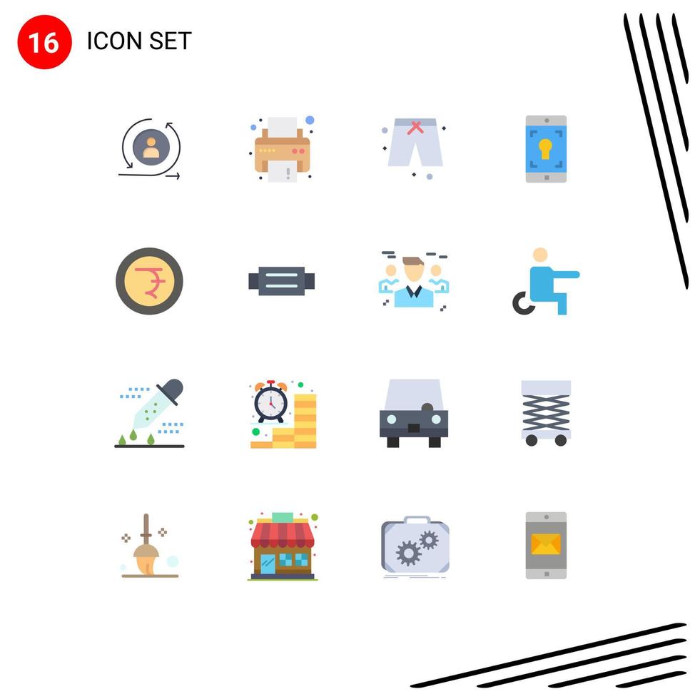 Flat Color Pack of 16 Universal Symbols of accessories finance pants coin mobile application Editable Pack of Creative Vector Design Elements