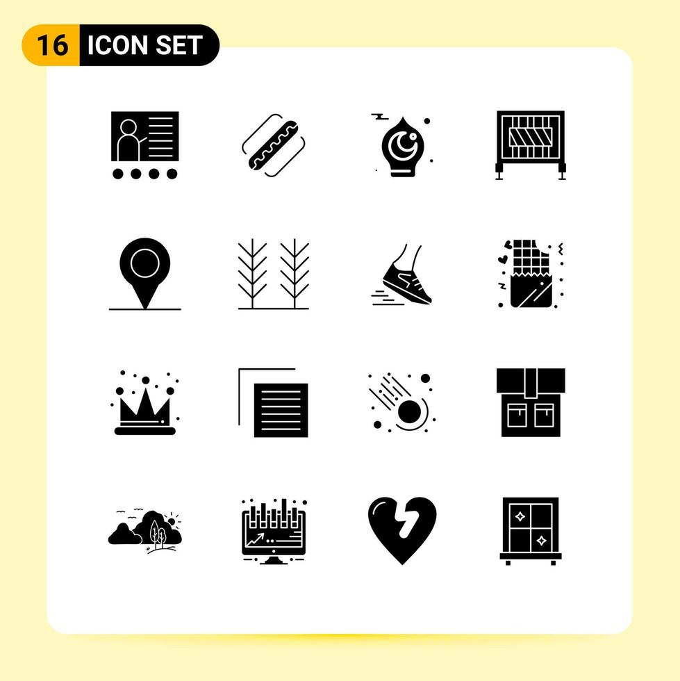 User Interface Pack of 16 Basic Solid Glyphs of signaling crossing states barrier muslim Editable Vector Design Elements