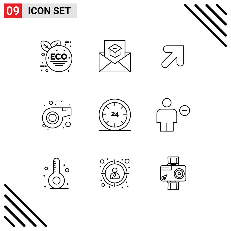 Group of 9 Modern Outlines Set for e commerce arrow and sport Editable Vector Design Elements