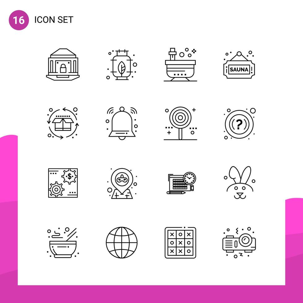 conjunto de iconos de contorno paquete de 16 iconos de línea aislados en fondo blanco para el diseño de sitios web receptivos aplicaciones móviles e impresas fondo de vector de icono negro creativo