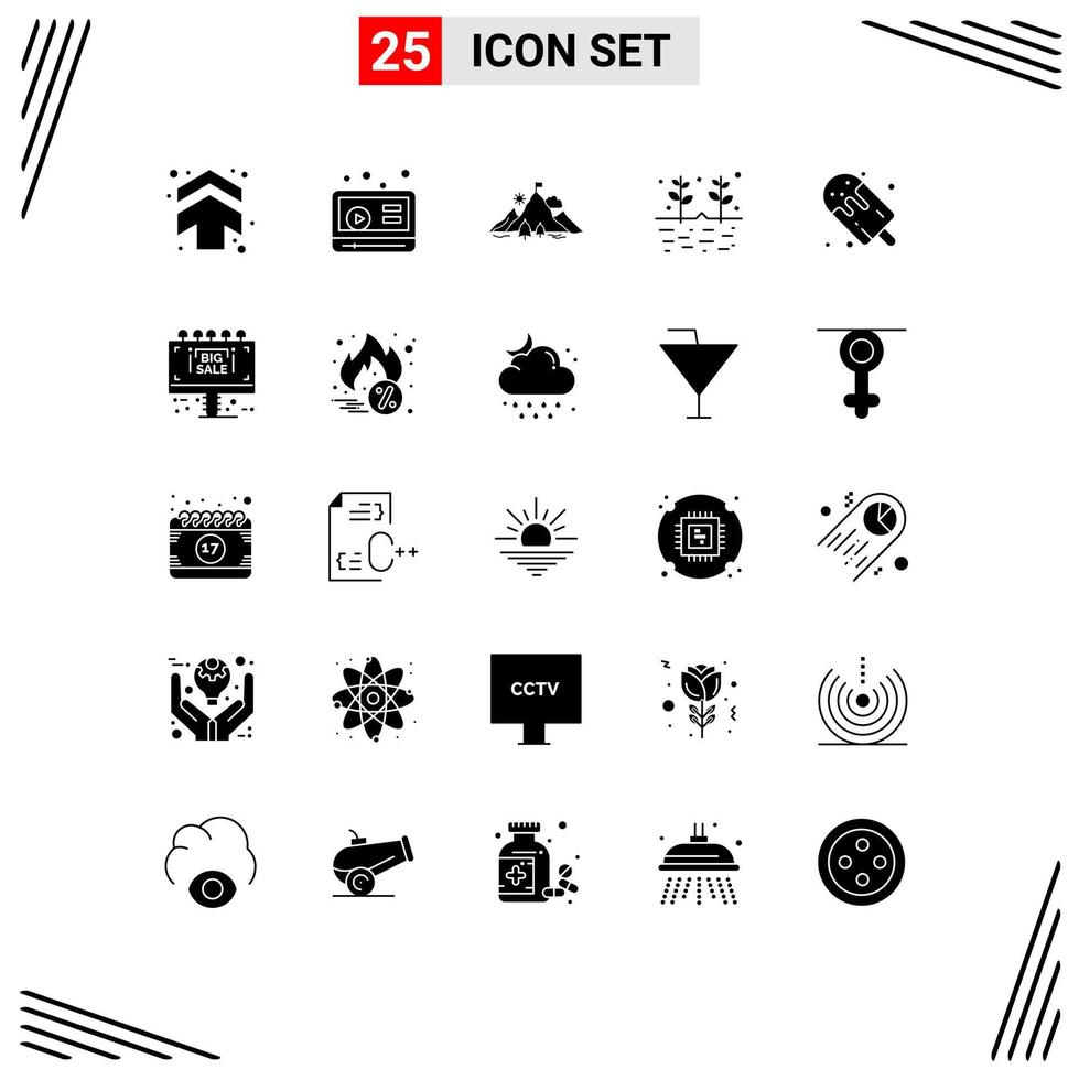 Set of 25 Modern UI Icons Symbols Signs for dessert grains flag garden agriculture Editable Vector Design Elements