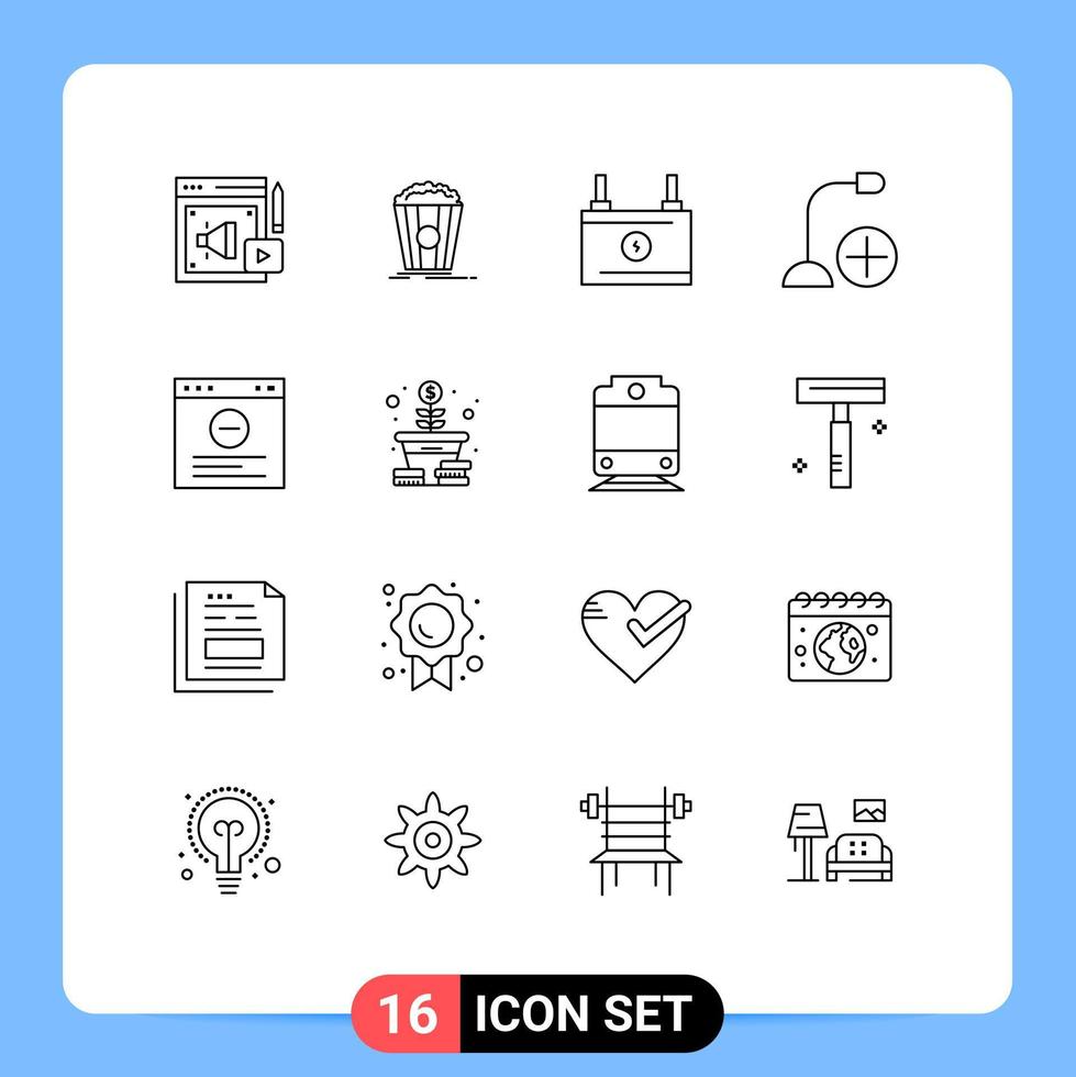 16 Outline concept for Websites Mobile and Apps browser gadget accumulator devices add Editable Vector Design Elements