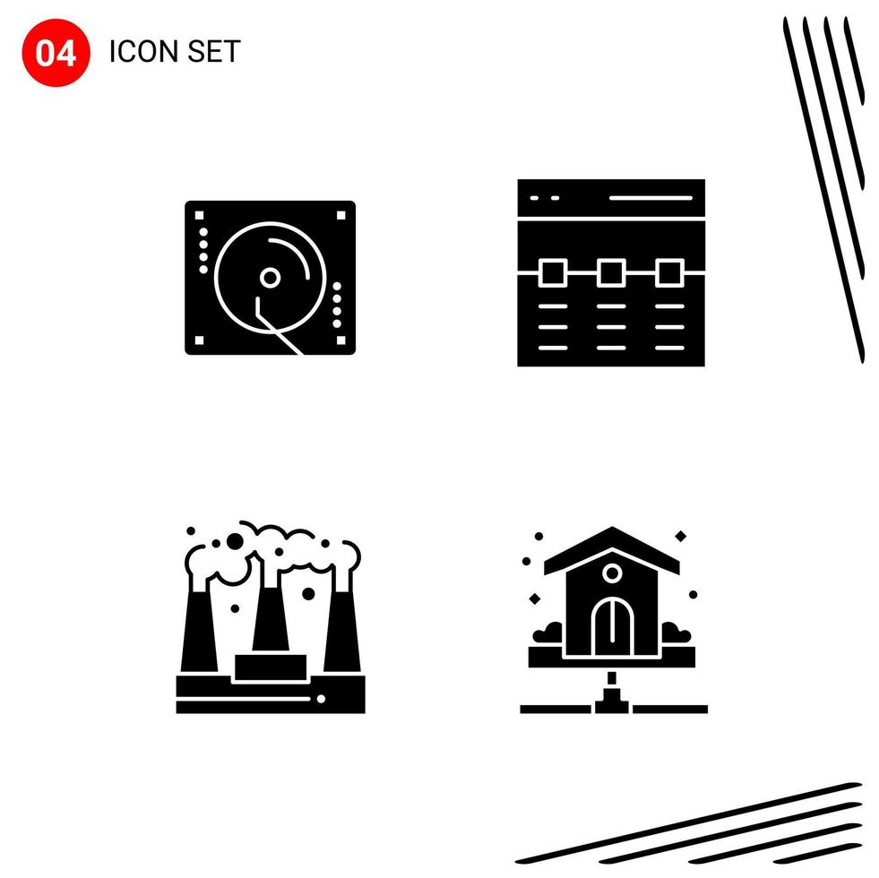 Collection of 4 Vector Icons in solid style Pixle Perfect Glyph Symbols for Web and Mobile Solid Icon Signs on White Background 4 Icons