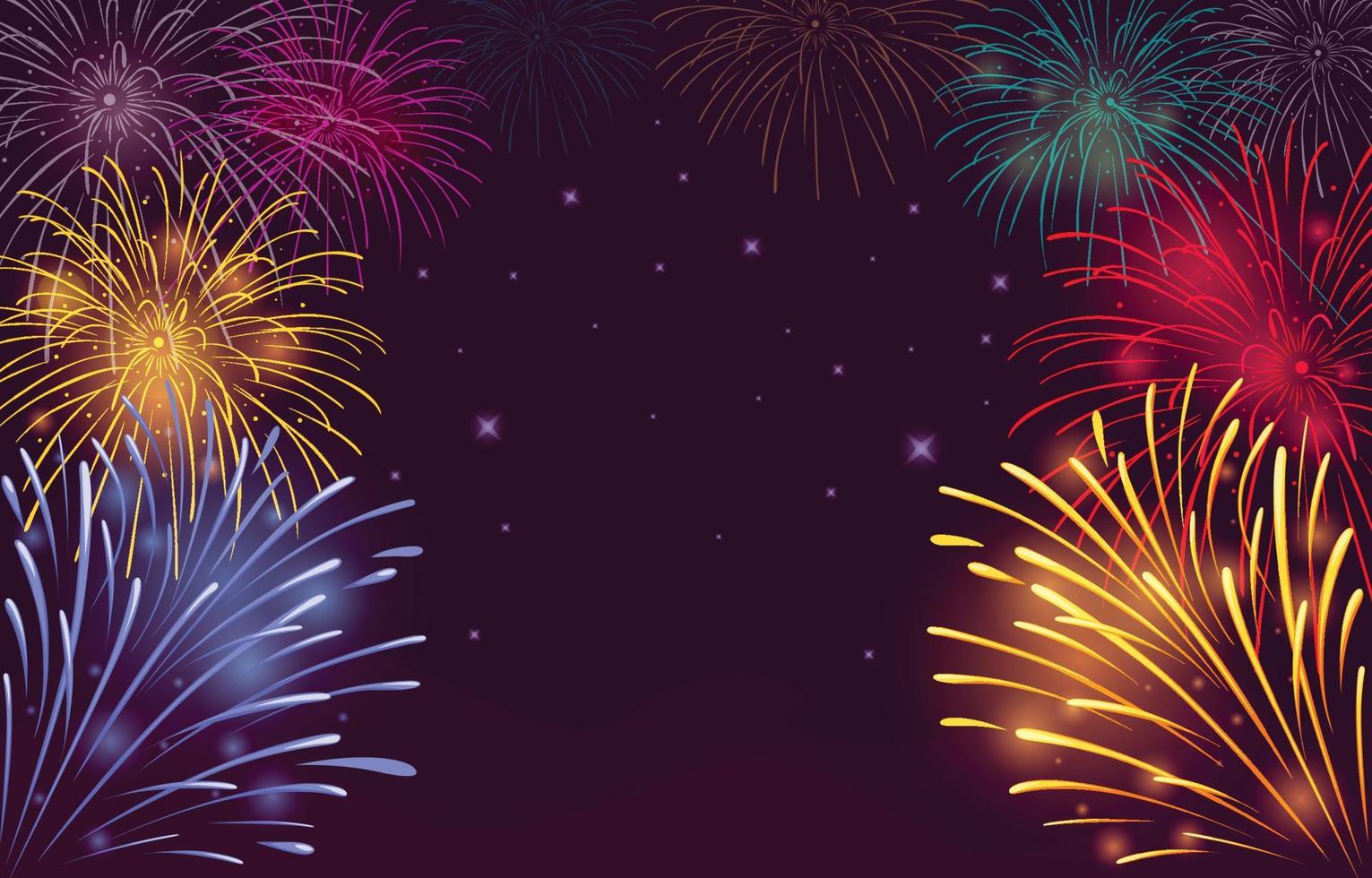 Colorful Firework Night Sky Background vector