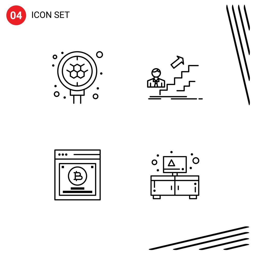 4 User Interface Line Pack of modern Signs and Symbols of atom testing search development method Editable Vector Design Elements
