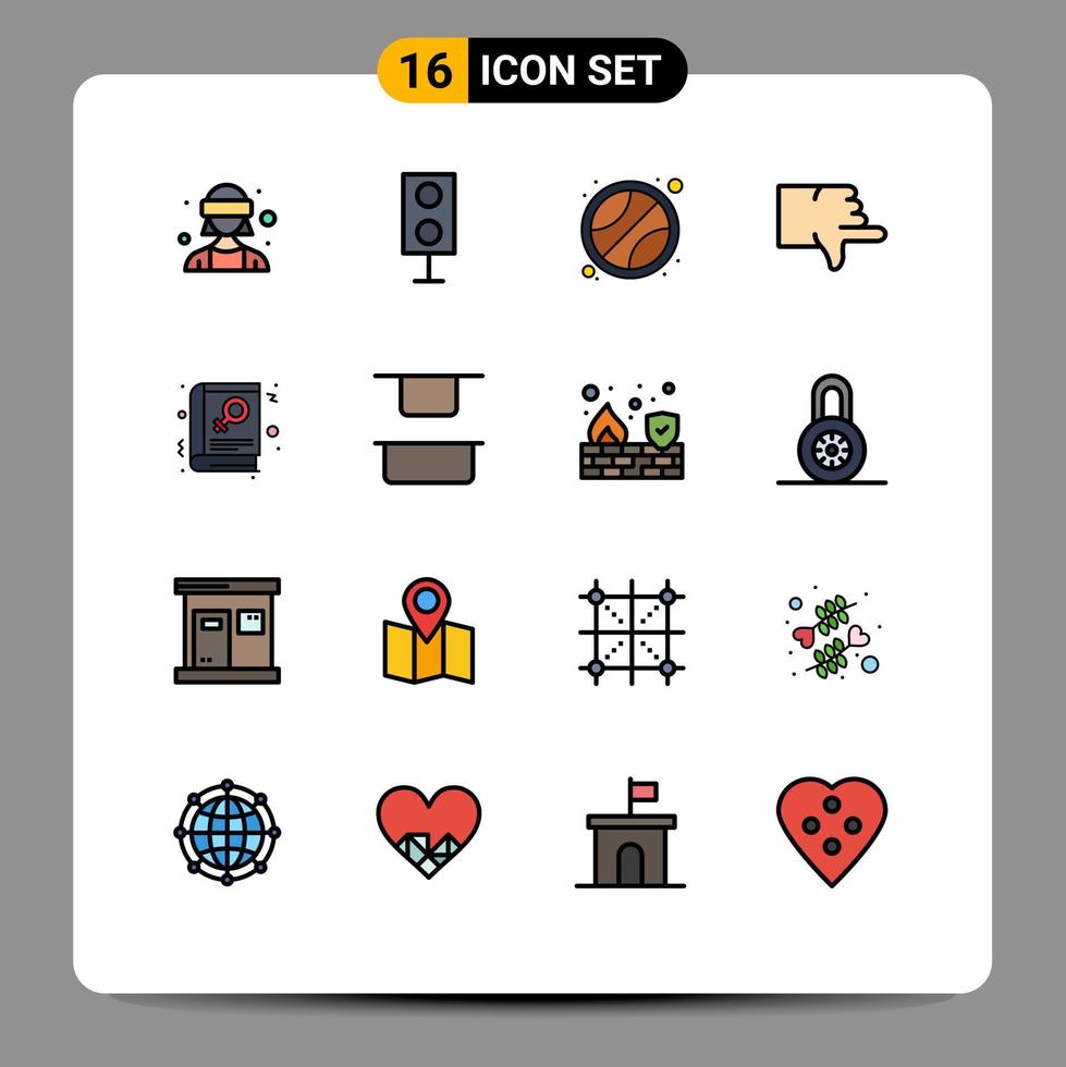 Stock Vector Icon Pack of 16 Line Signs and Symbols for library vote technology thumbs dislike Editable Creative Vector Design Elements