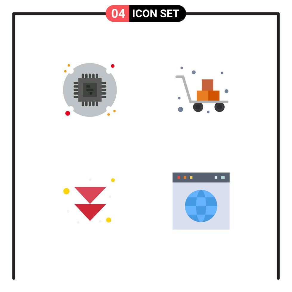 conjunto de 4 iconos de interfaz de usuario modernos signos de símbolos para la entrega de hardware de flecha de chip siguientes elementos de diseño vectorial editables vector