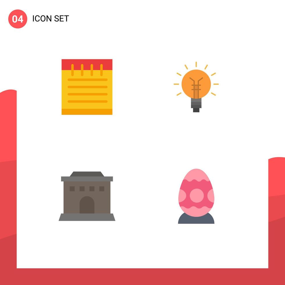 Modern Set of 4 Flat Icons and symbols such as notebook building lightbulb idea home Editable Vector Design Elements