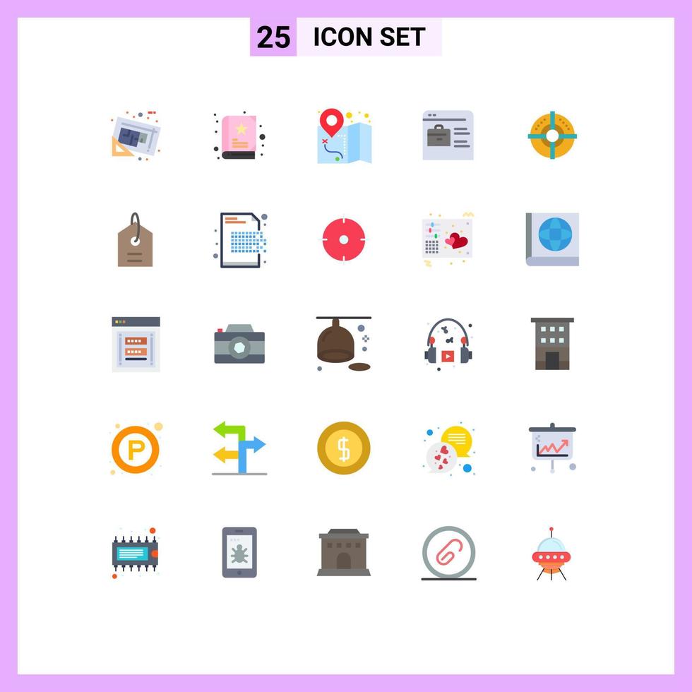 Flat Color Pack of 25 Universal Symbols of strategy target gps online portfolio find job Editable Vector Design Elements